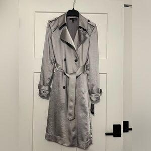 International Concept INC - Silver silky long trench coat - small